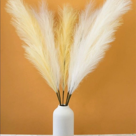 White Faux Pampas Grass Tall Boho Decor bundle of 3 43” tall - Picture 6 of 6